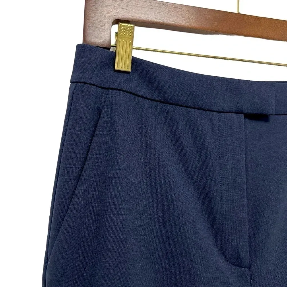 St. John Women’s Wool Cropped Straight Leg Pants Navy Cuffed Hem Office Size 6 - Image 6