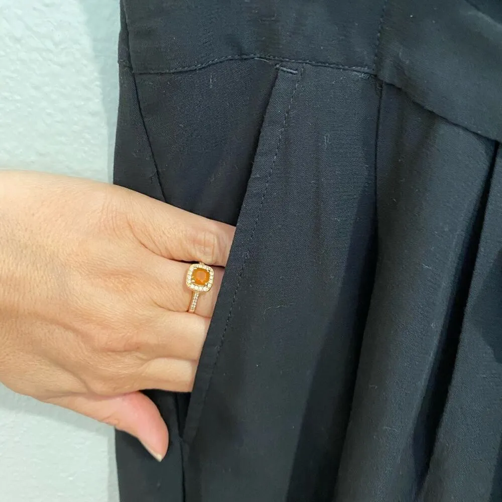 Loft Black Short Sleeve Self Tie Front Romper Sz 0 - Image 5