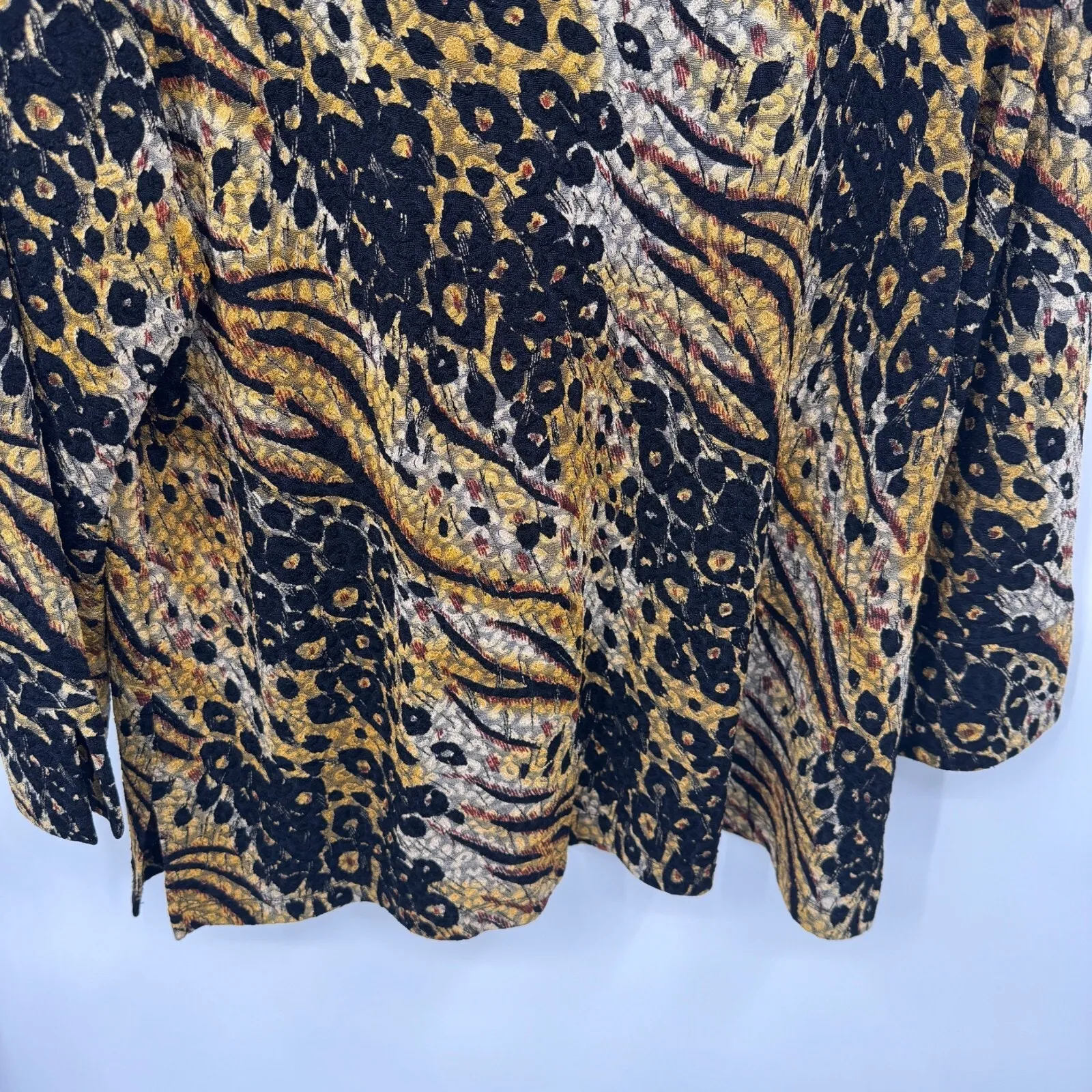 Vintage JM Collection Button Front Shirt XL Black Brown Animal‎ Print Mob Wife - Image 10