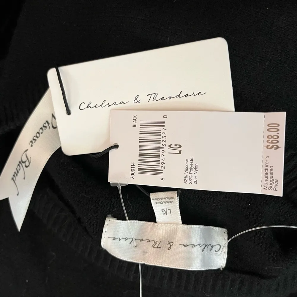 Chelsea & Theodore Fringe Crewneck Sweater Viscose Blend Black L Size L - Image 4