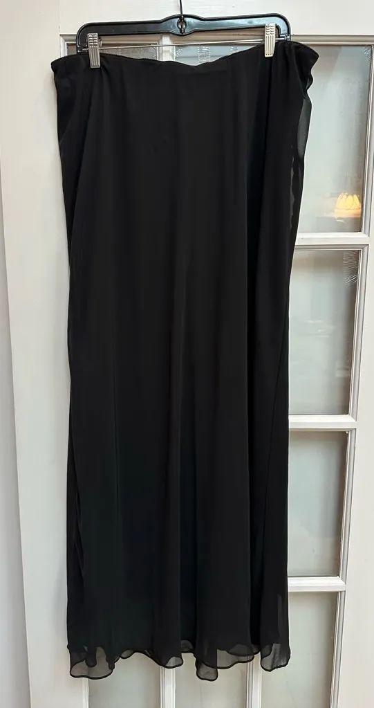 Alex Evenings Elegant Black Maxi Skirt Plus Size 2X Chiffon Gothic Formal Chic - Image 1