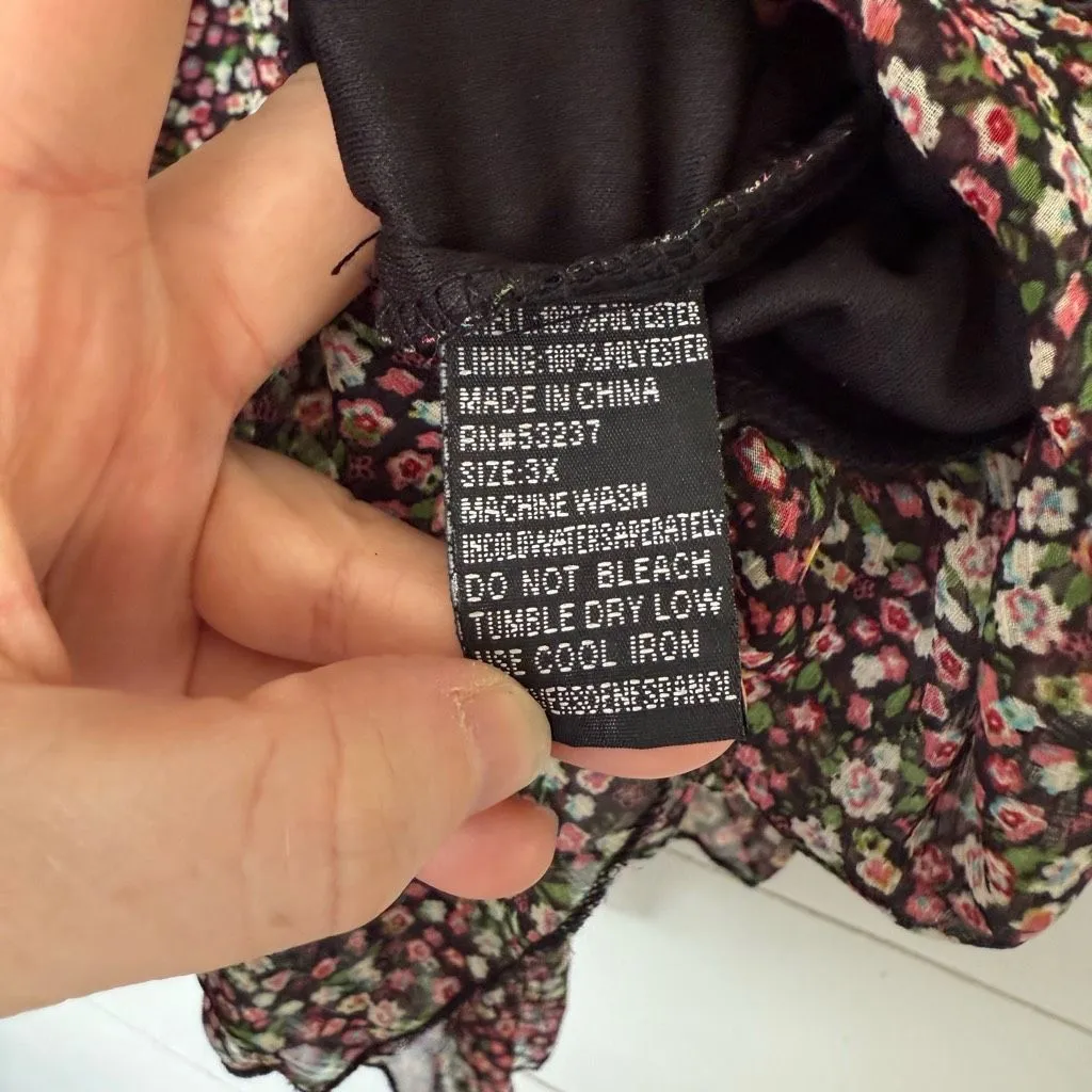 Unique Spectrum Women’s 3X Floral Ruffle Tiered Plus Size Tank Dark Romantic - Image 3