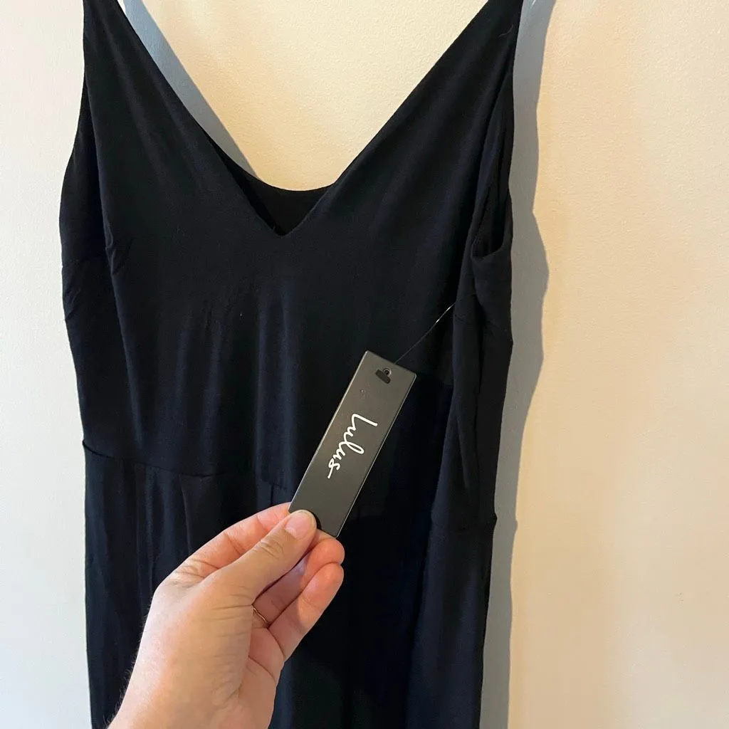 Lulu’s Just Breathe Black Sleeveless Slit-Leg Jumpsuit Medium - Image 9