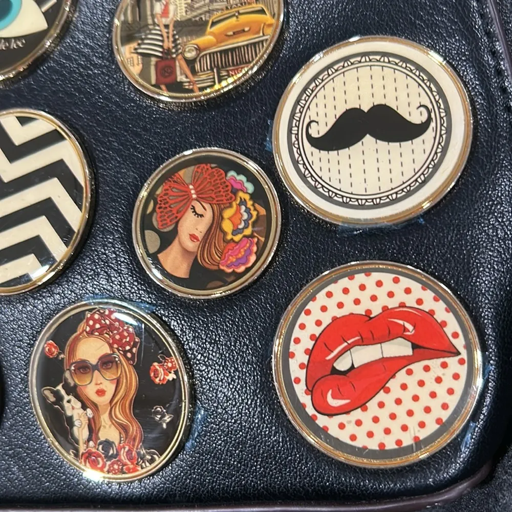 Black Crossbody Bag with Gold Chain and Decorative Patches - Image 7