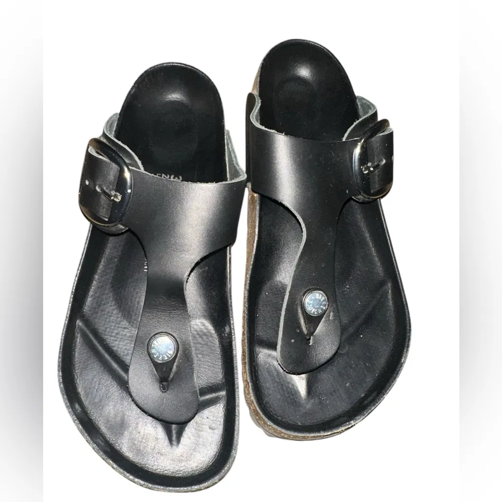Birkenstocks Gizeh Big Buckle Black In Color Preowned 7.5/ 38 - Image 6
