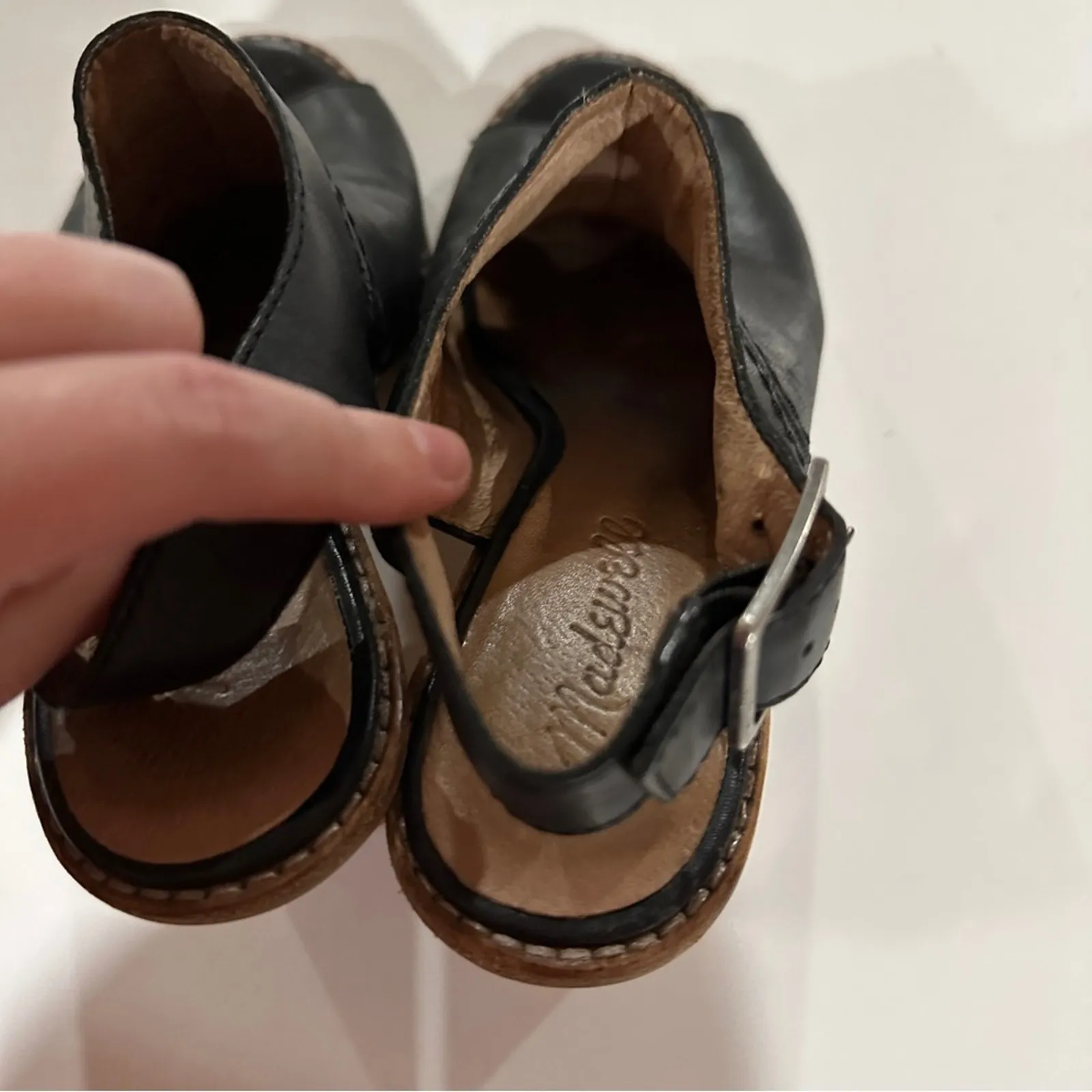 Madewell The Marie Black Slingback‎ Stacked Heel Sandal Size 6 - Image 5