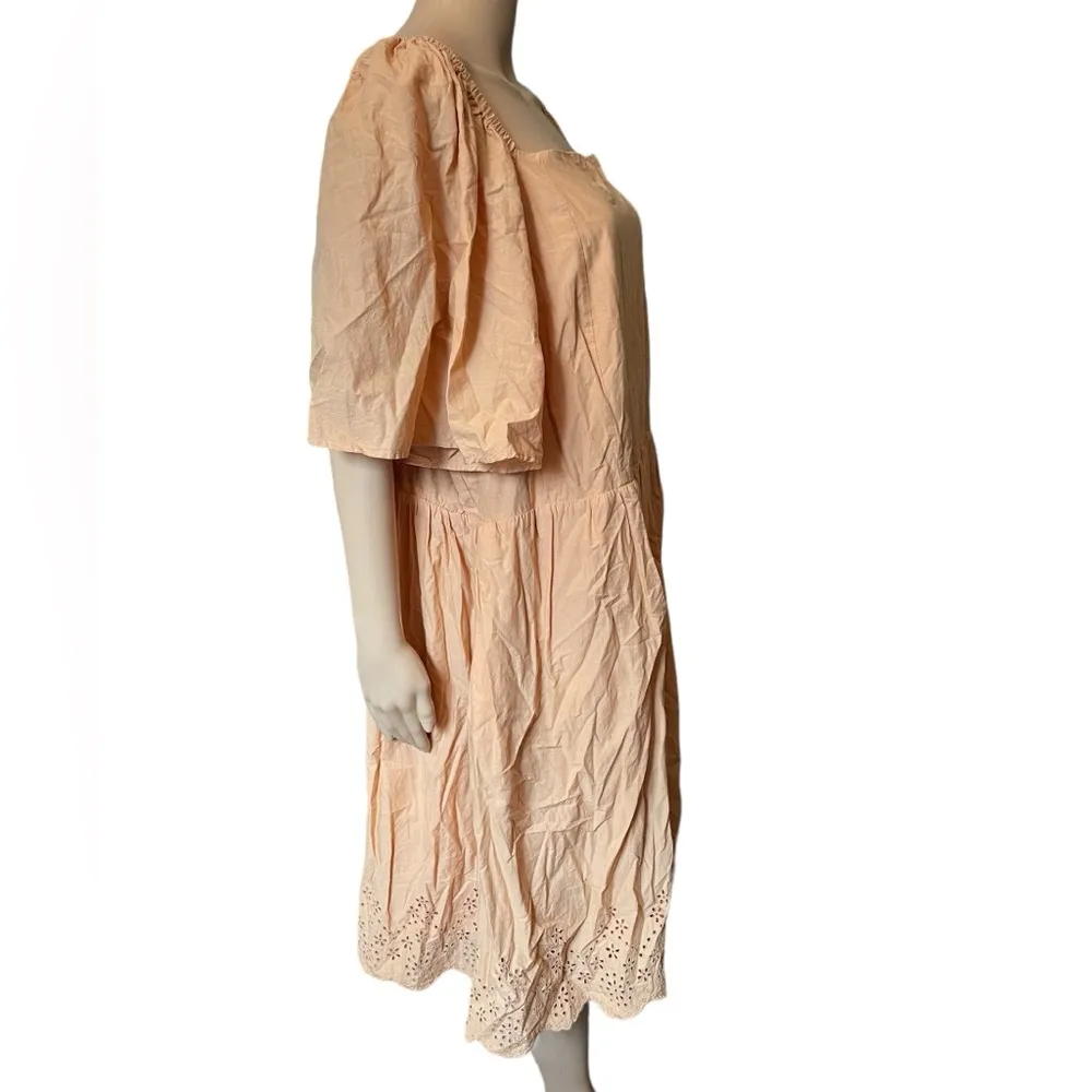 Lane Bryant Plus Size Fall Autumn Seasonal Orange Babydoll Eyelet Mini Dress - Image 4