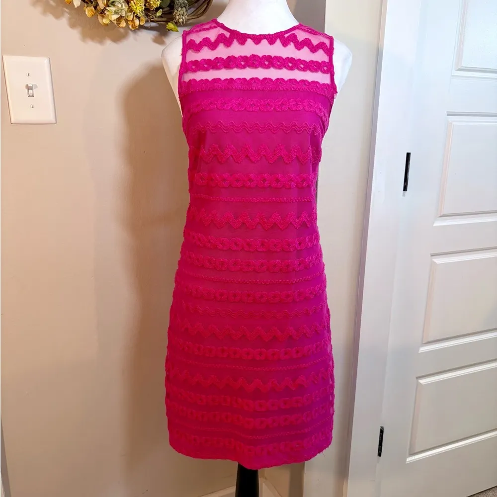 TRINA TURK  Bissitti Illusion Top Sleeveless Vibrant Pink Dress Womens Size S🧡 - Image 10