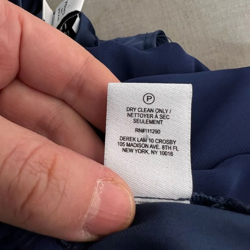 Derek Lam Sleeveless Cinched Pleated Neckline Tassel Blue Satin Midi Dress Sz 4 - Image 9