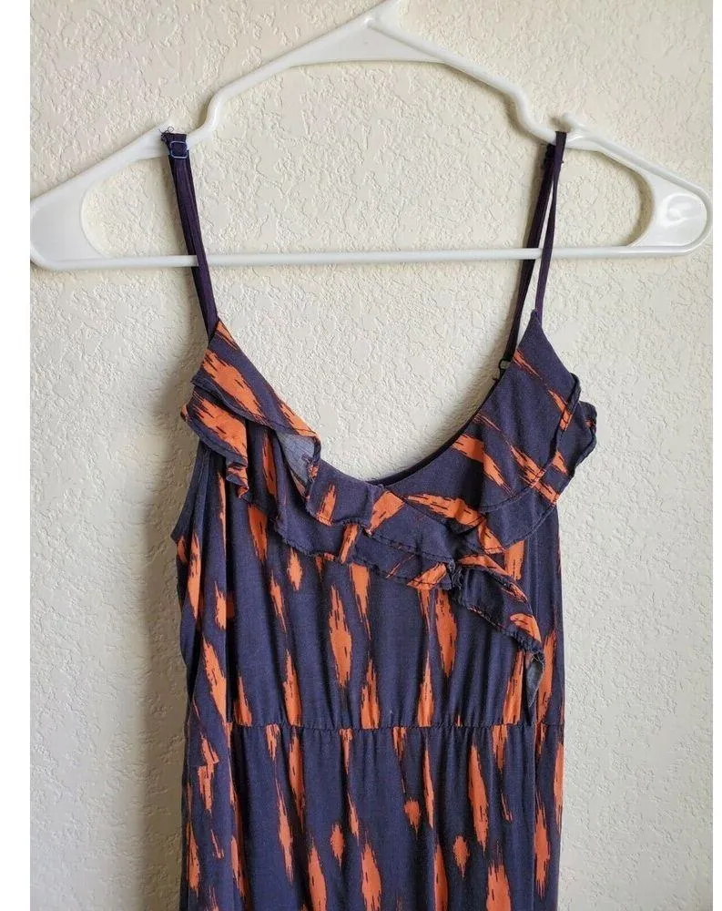 Dotti Dress Women Small Maxi Sleeveless Boho Ruffle Stripe Multicolor Aztec - Image 2