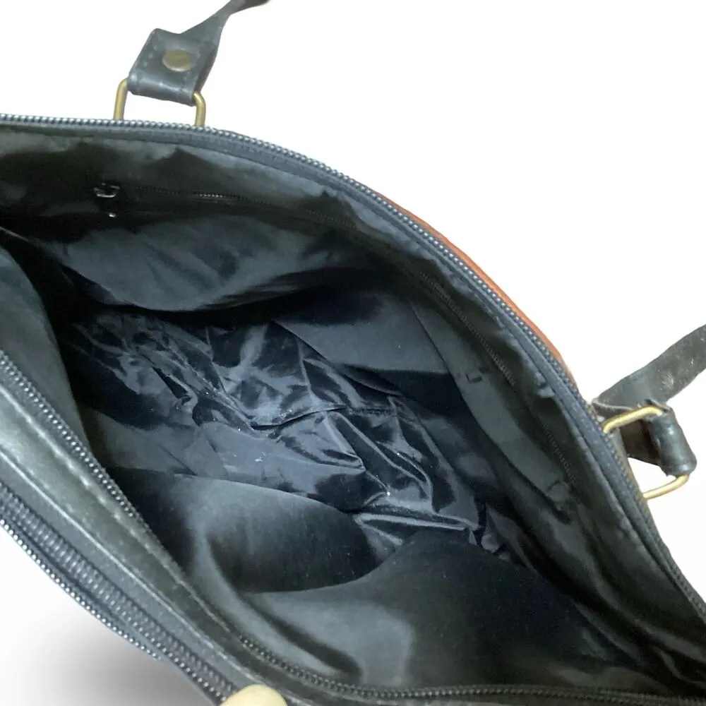 Vintage 90s Leather Patchwork Bag Brown - Image 7