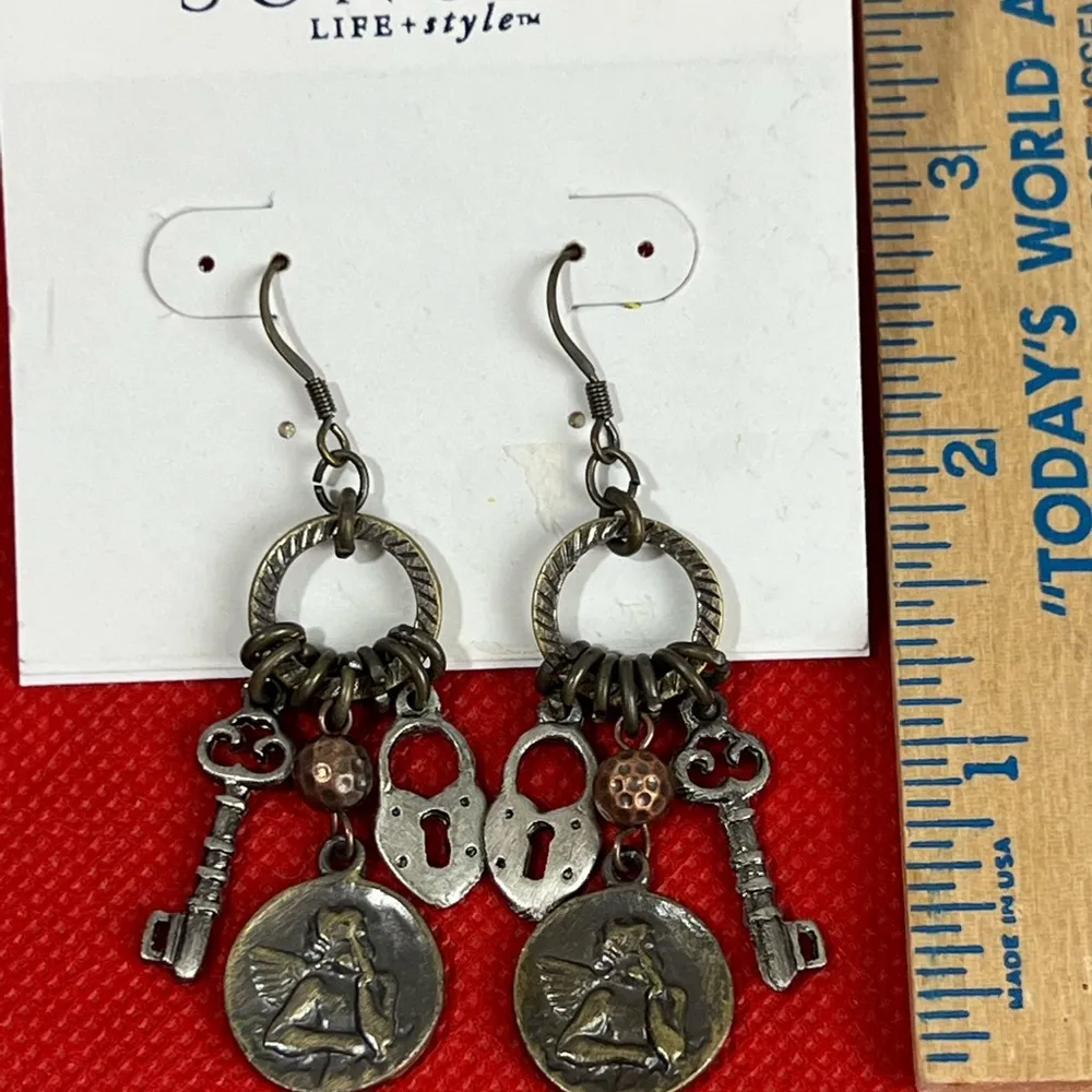 Sonoma New,  Keys, Coins, Padlocks, Dangle Pierced Earrings - Image 5