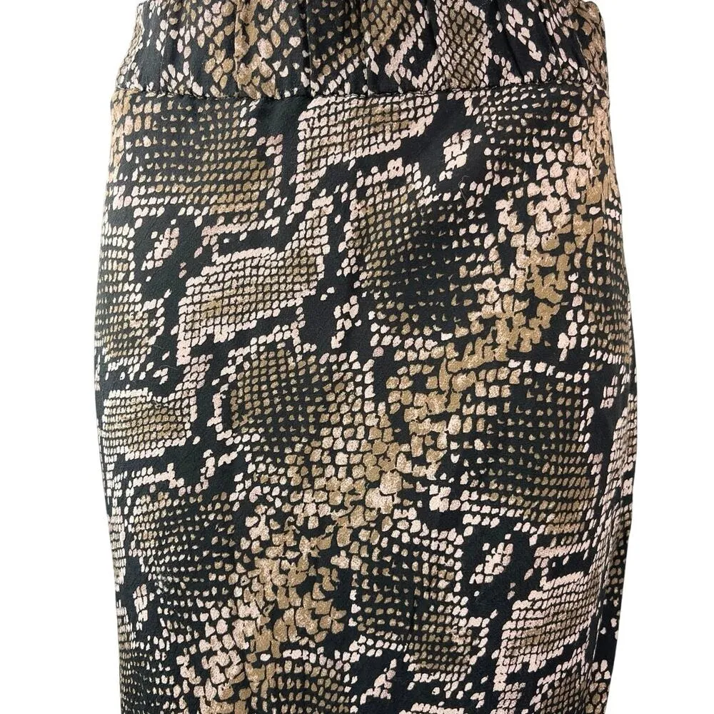 Zara TRF Collection Beige Black Snake Skin High Waisted Slip Maxi Skirt Size S - Image 4