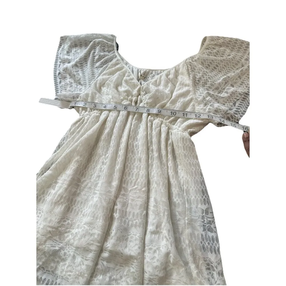 Max Studio Petites Babydoll Tunic Lace Blouse V Neck Eyelet Lined Flutter Sleeve - Image 6