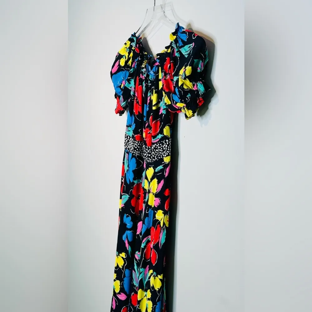 Rixo X Target Black Floral Off Shoulder Maxi Dress Size 2 - Image 9