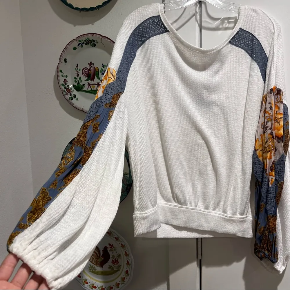 Free People  Casual Clash Top in Ivory - Image 3