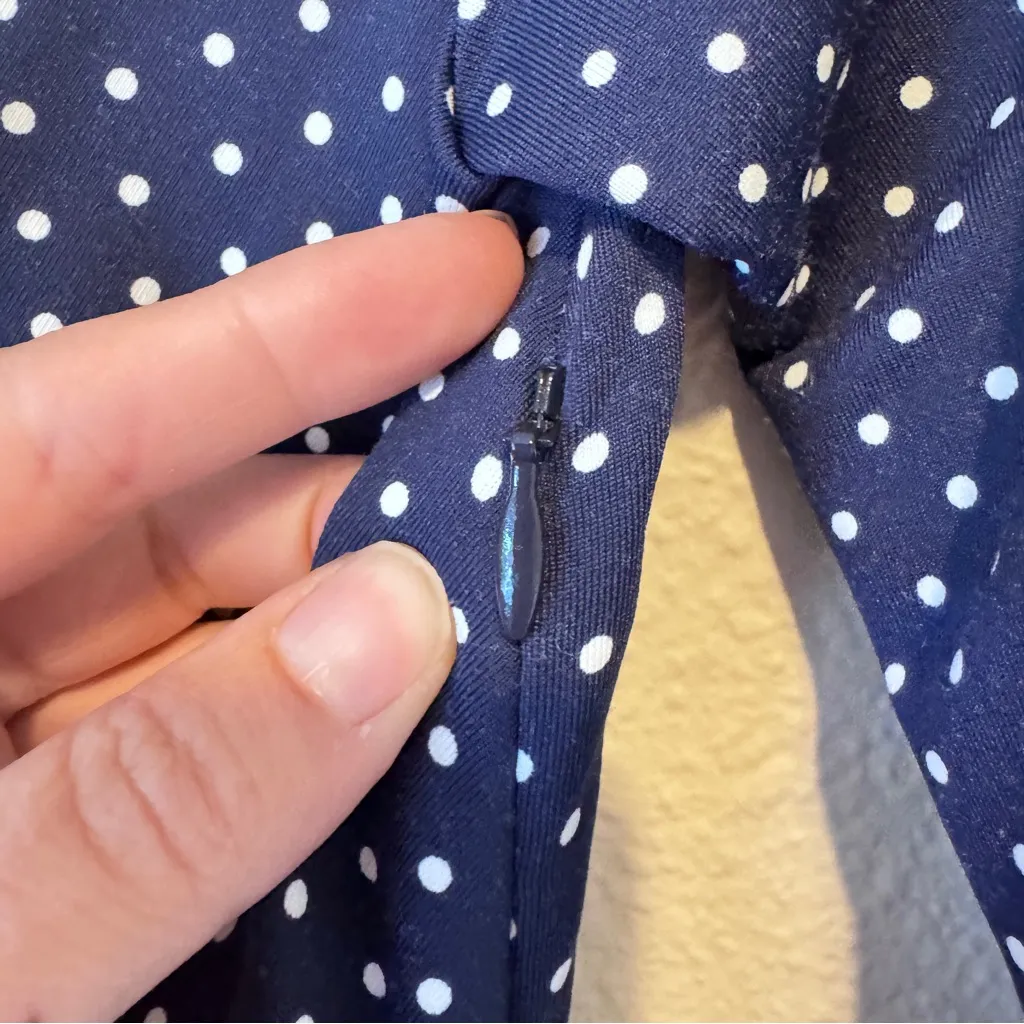 Talbots Blue Polka Dot Mini Dress Womens 2P 3/4 Sleeve Casual Sundress - Image 7