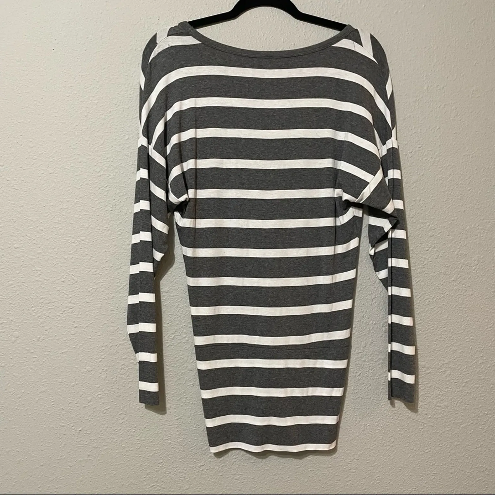 Bailey 44 Grey & White Striped Ruched Long Sleeve Mini Dress Womens S Bodycon - Image 5