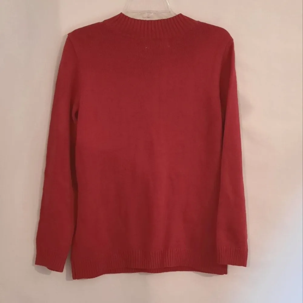 Karen Scott Women's Size Small Red Beaded Sweater Crewneck Pullover Long Sleeve - Image 3