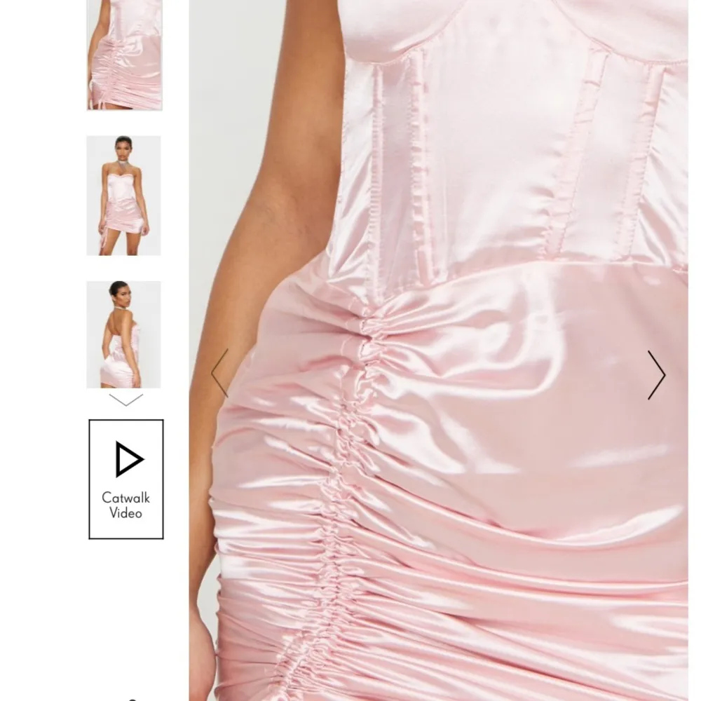 Pretty little thing Pink Satin Ruche Bandeau Dress plt x saweetie size 6 - Image 4