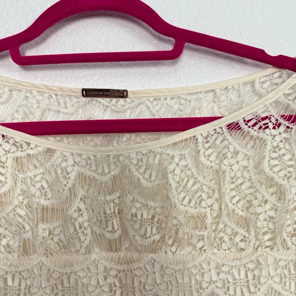 NWT Loeffler Randall Cream Lace Shirred Top 8 - Image 2