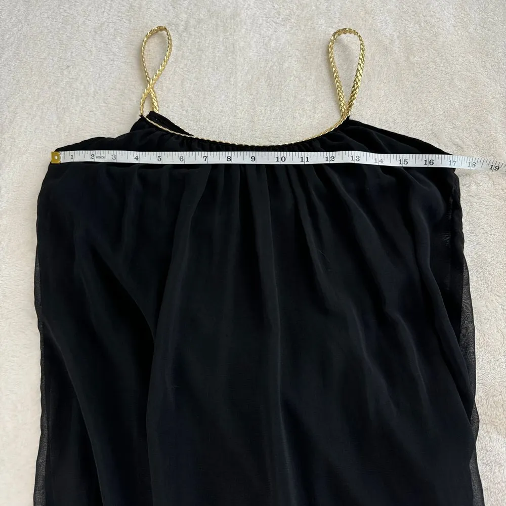Love Culture Maxi Dress Womens Size M Black Gold Braided Straps Semi‎ Sheer Goth - Image 5