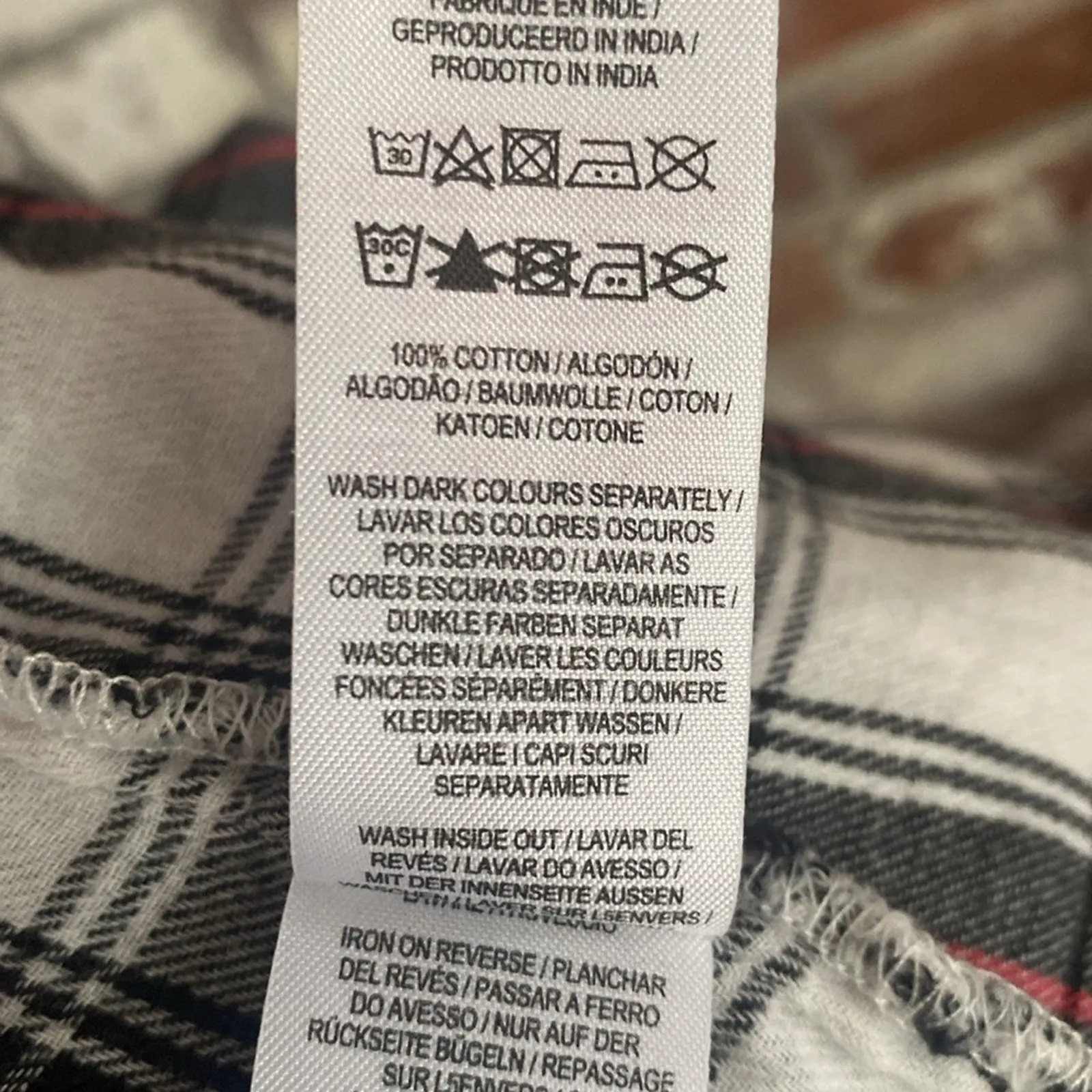 Primark  Red Black and White Plaid Long Sleeve Button Down Shirt Size 2 - Image 8