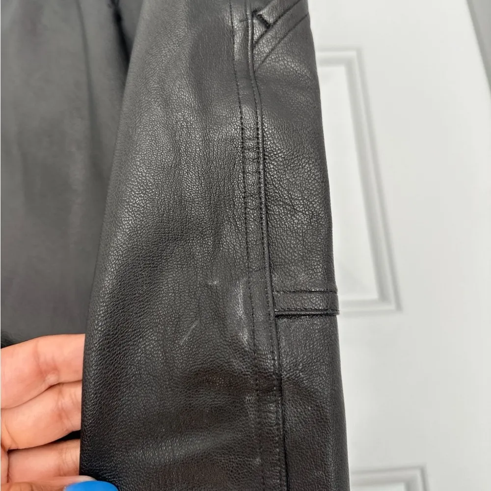 Large  Black Faux Leather Like Jogger Women’s Moto Pants L - Image 6