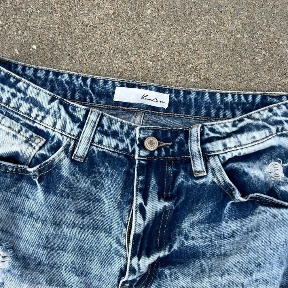 KanCan distressed light acid Wash high rise skinny jeans raw hem Blue Size 28 - Image 3