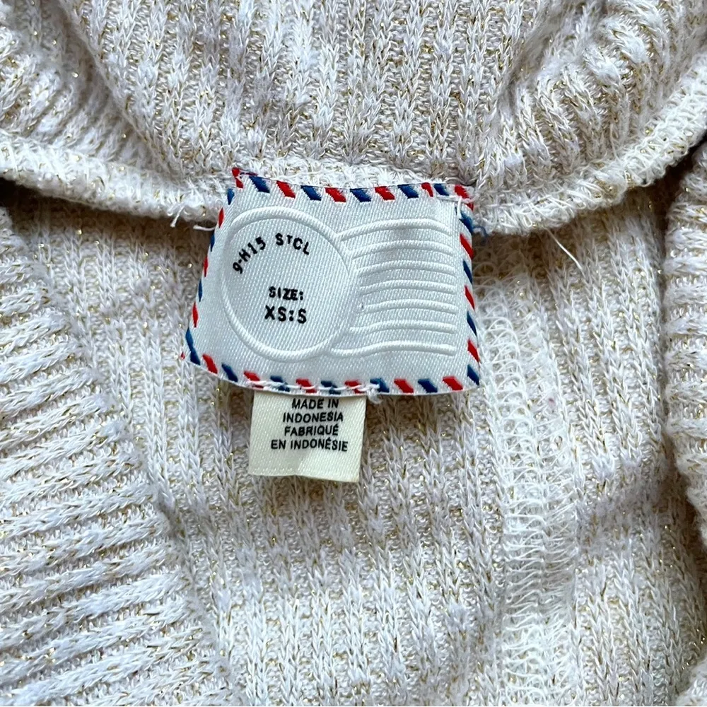 Anthropologie Postmark Orley Cowl Neck Ruffle
Metallic Knit Sweater - Image 3