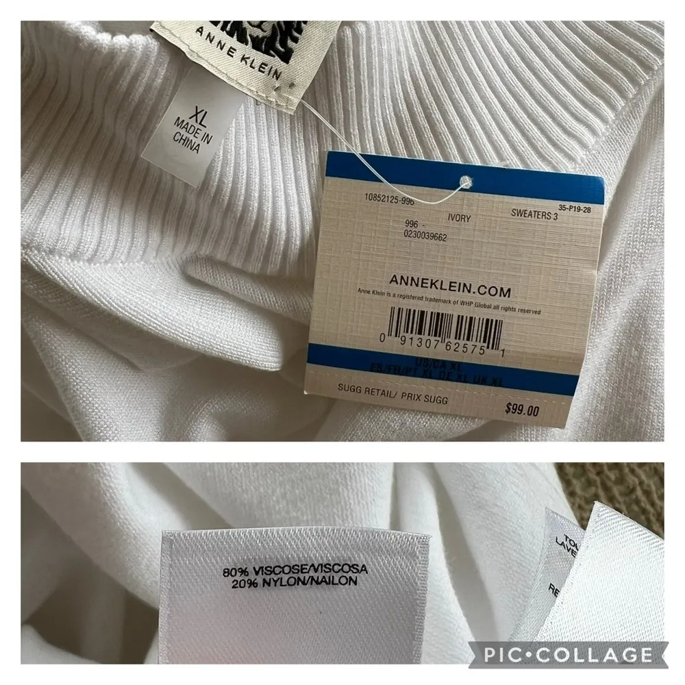 Anne Klein NWT  Tunic Sweater Mock Neck Long Sleeve XL Gold Button Cuff Chic - Image 15