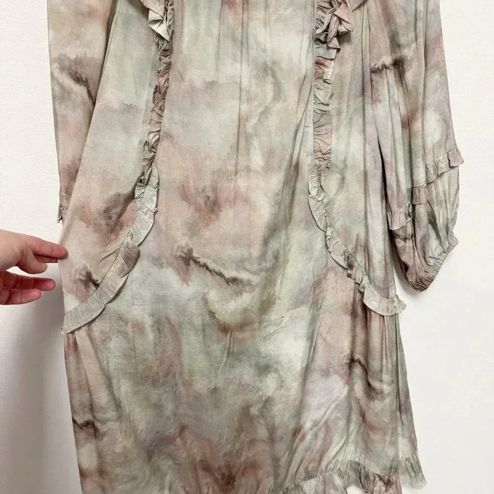 EUC $138 Current Air Marble Ruffle Mini Dress - Long-Sleeve Anthropologie - Image 8