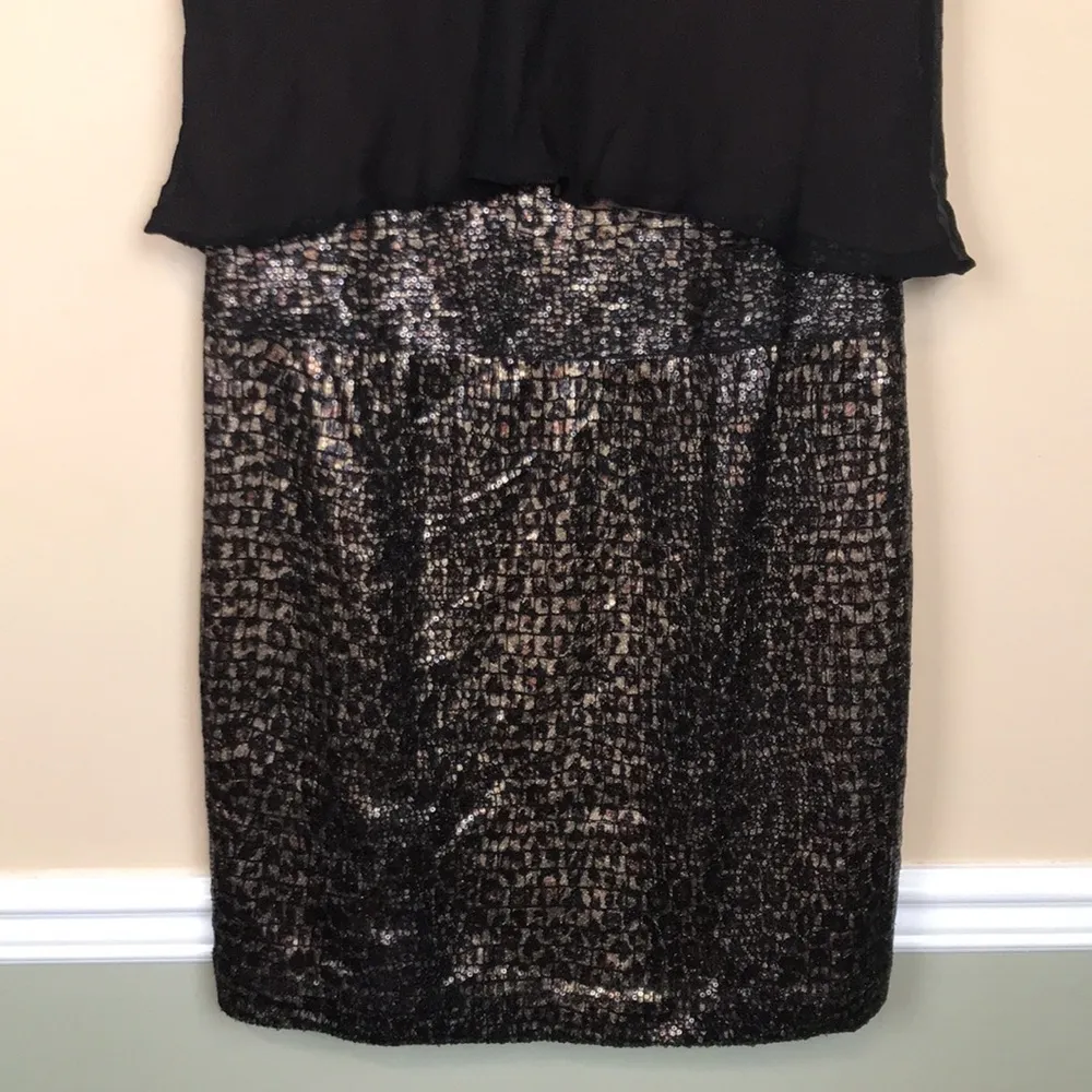 Suzi Chin Women’s Cocktail Silk Overlay Leopard Print Sequins Sleeveless Dress - Image 3