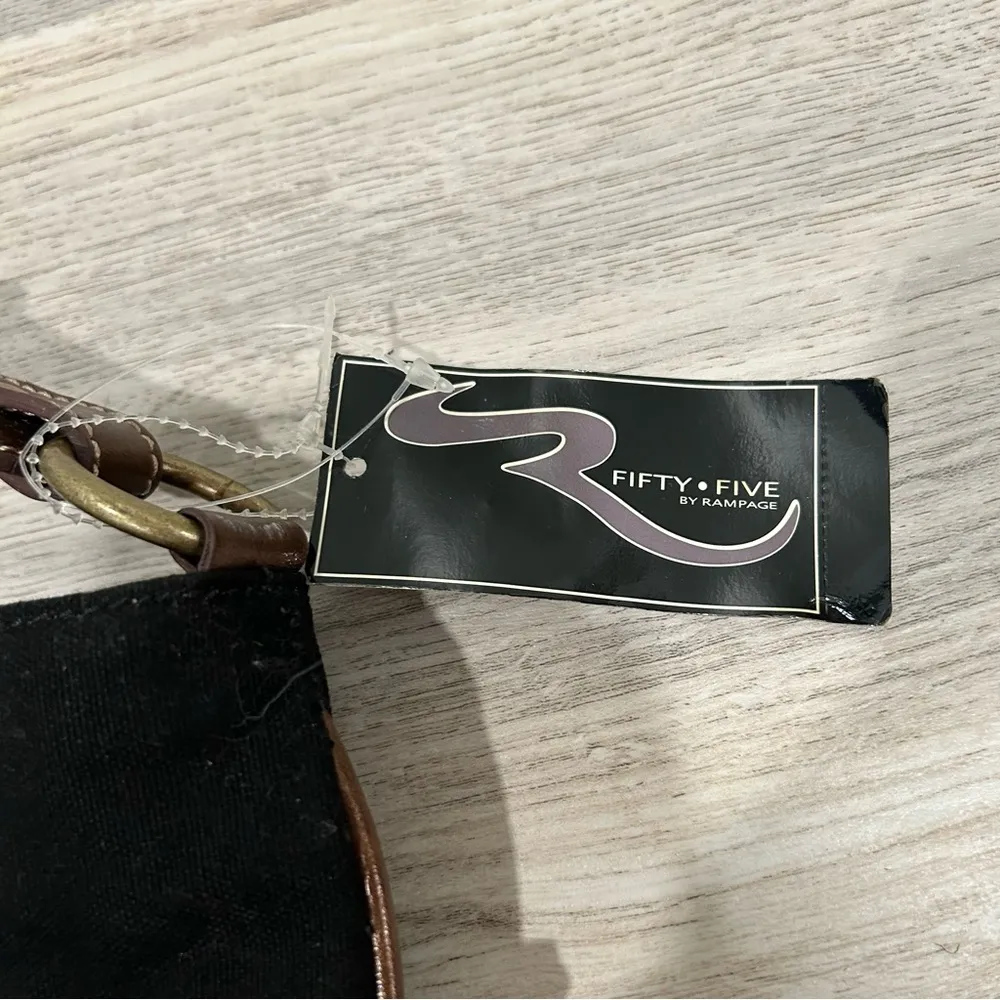 NWT Rampage Fifty Five Large Western Shoulder Bag Purse Black Brown Adjustable - Image 2