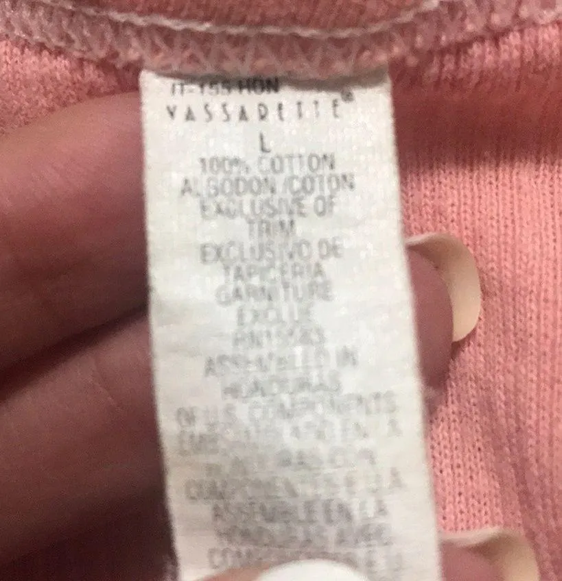 Vassarette Pink Ribbed Sports Bra Bralette Cami - Image 3