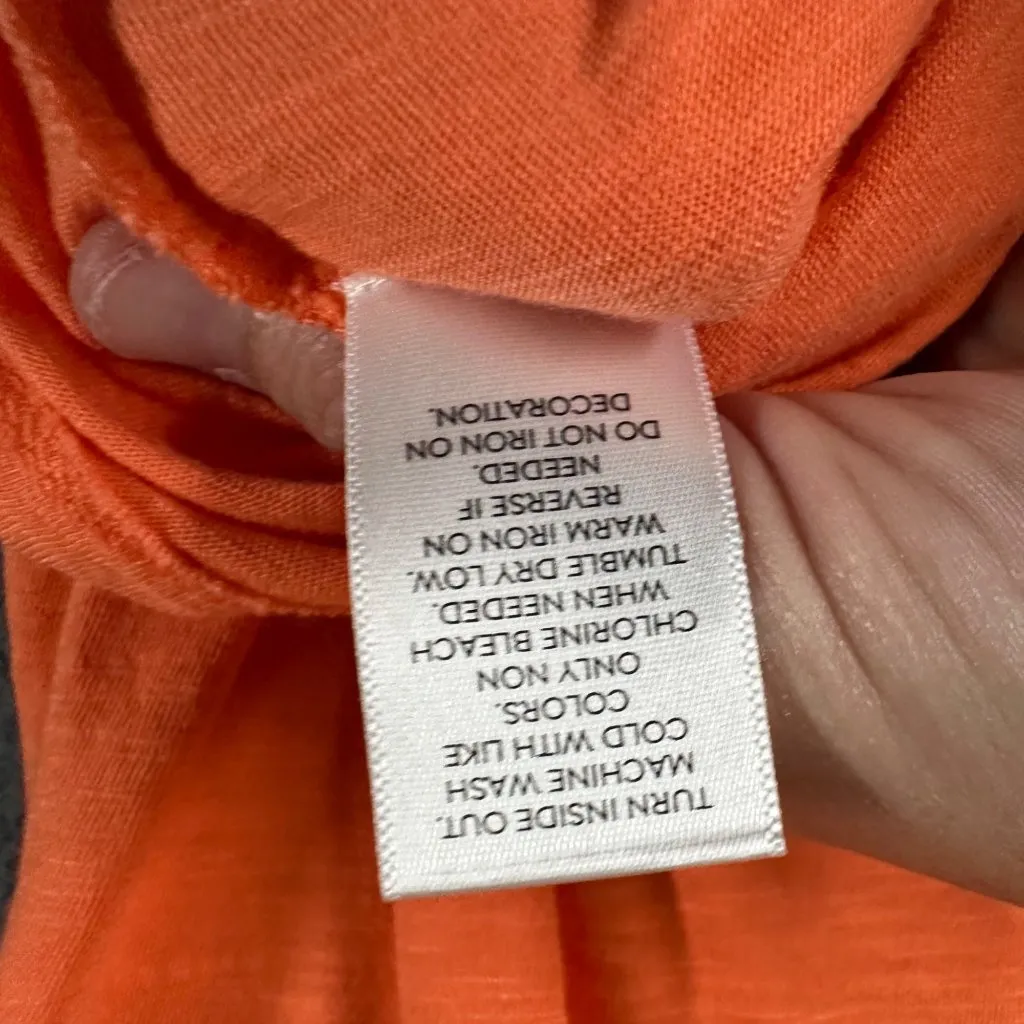 Westport‎ Womens XL Orange Floral Embroidered Split V-Neck Short Sleeve T-Shirt - Image 7