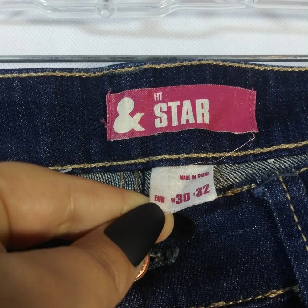 H&M Fit Star Flare Leg Jeans Western Cowgirl Dark Wash Size 30x32 - Image 5