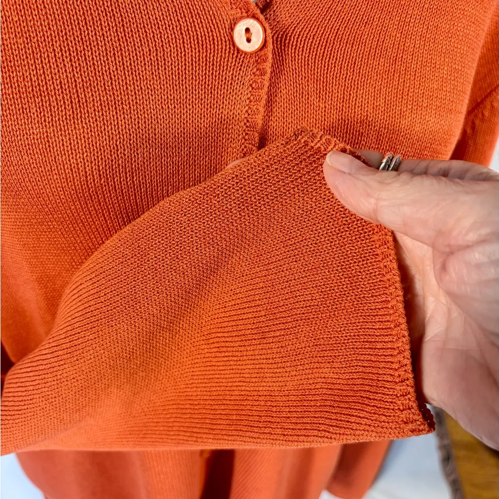 Eileen Fisher Fine Organic Cotton Cardigan ~ Burnt Coral Size 2X🧡 - Image 3