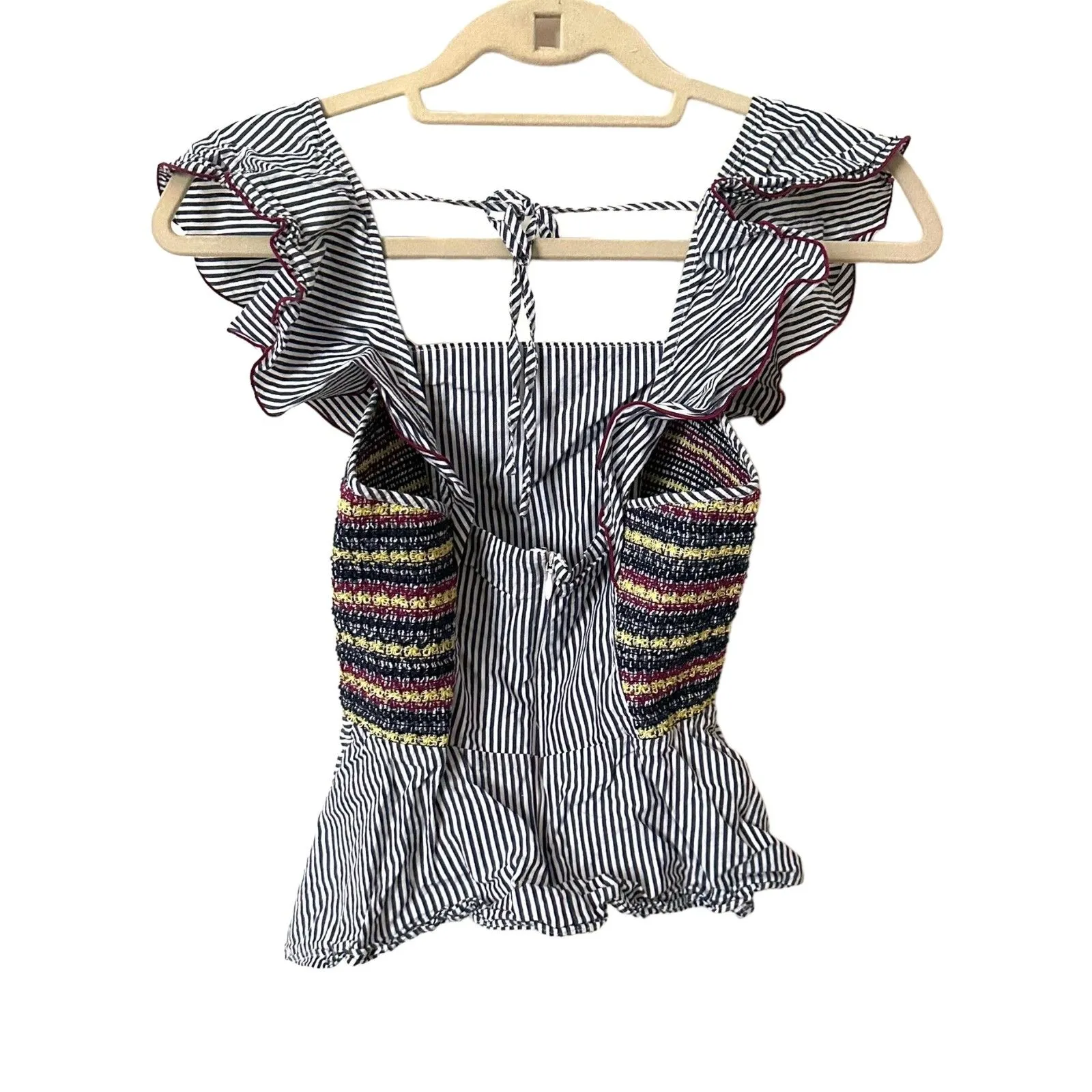 PARKER‎ Striped Flutter Sleeve Blouse Sz XXS - Image 4