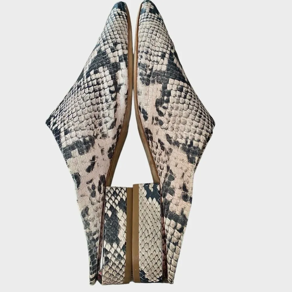 Pour La Victoire Sebina Snakeskin Print Leather Mules Tan Black size 9.5 - Image 6