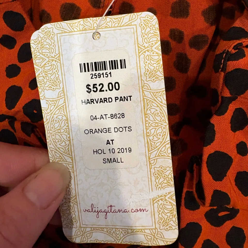 Valija “Harvard Pant” – NWT – Small – Orange + Black Dot Print Wide Leg Pants - Image 4