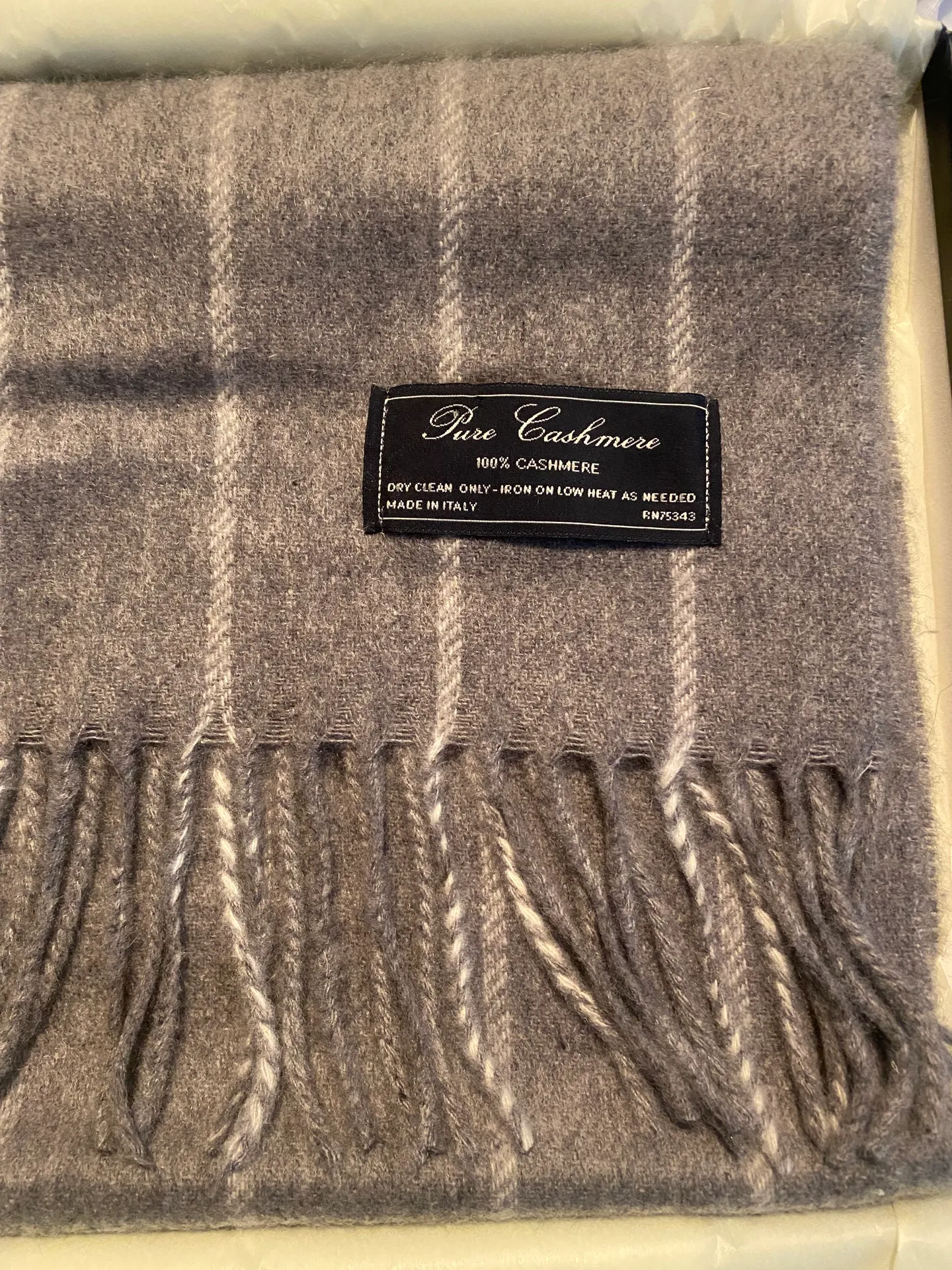Vintage Cashmere Scarf Gray - Image 5