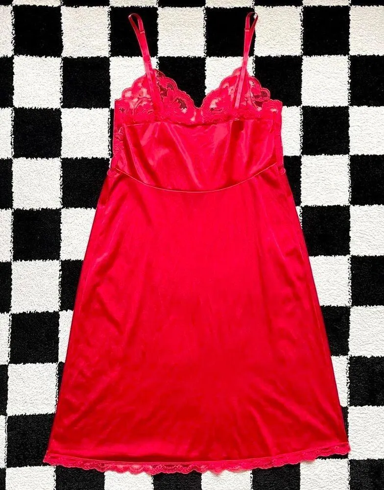 Vintage JC Penney Red Nylon Slip M Size M - Image 2
