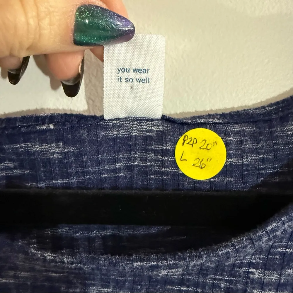 Old Navy Luxe Blue Heathered Tank Top with Flowing Cut Size Large - Image 4