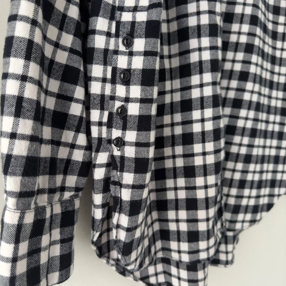 Madewell 100% Cotton Plaid Flannel Shirt Button Down Collar Long Sleeve Fall M - Image 3