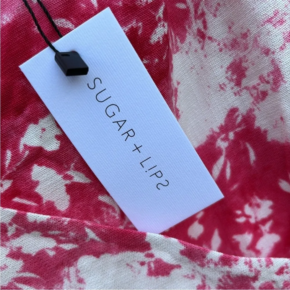 NWT Sugar + Lips Coral Crush Everheart Shorts Romper Ivory Coral Size Small - Image 6