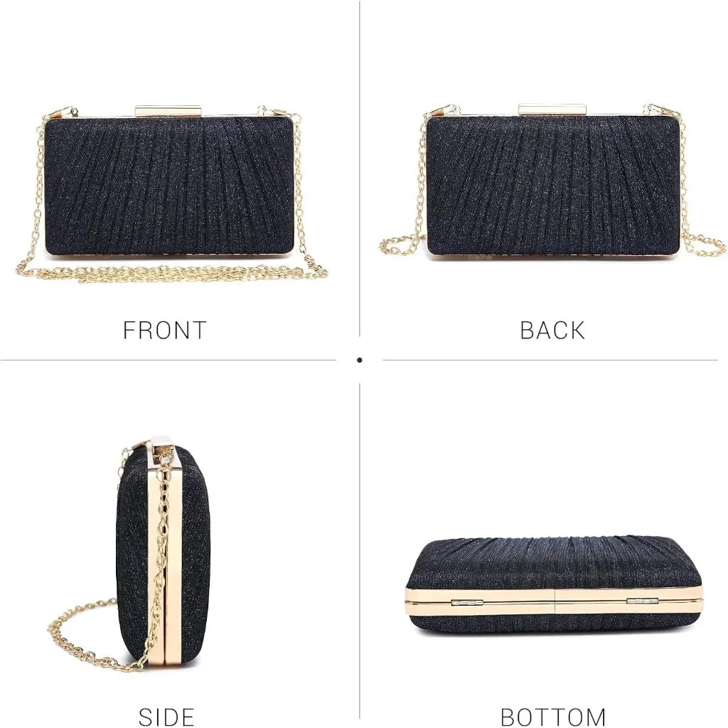 ⚡ Women's Evening Cocktail Glitter Formal Party Prom Blue Clutch Handbags - Image 2