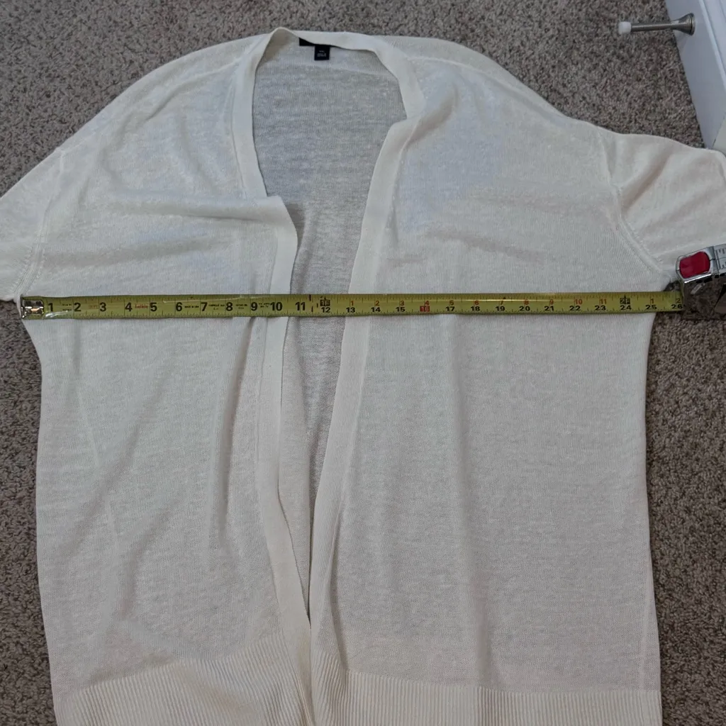 Ann Taylor Linen Blend Long Line Cardigan Ivory XXL Quiet Luxury Classic Office - Image 5
