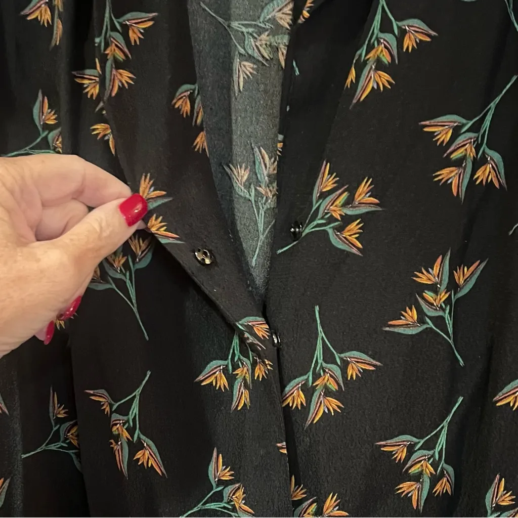 ba&sh Fady Noir Floral‎ Print Crossover V-Neck Viscose Jumpsuit Black US Size 8 - Image 12