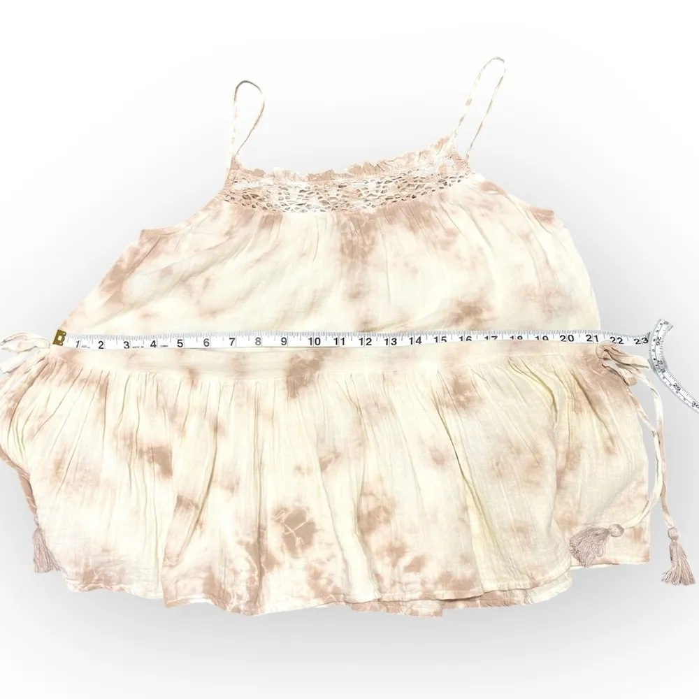Black Tape Cream & Brown Tie Dye Smocked Camisole NWT - Image 6